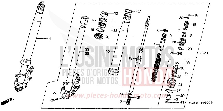 FOURCHETTE AVANT de VTR1000 SP-2 BLACK (NH1E) 2005